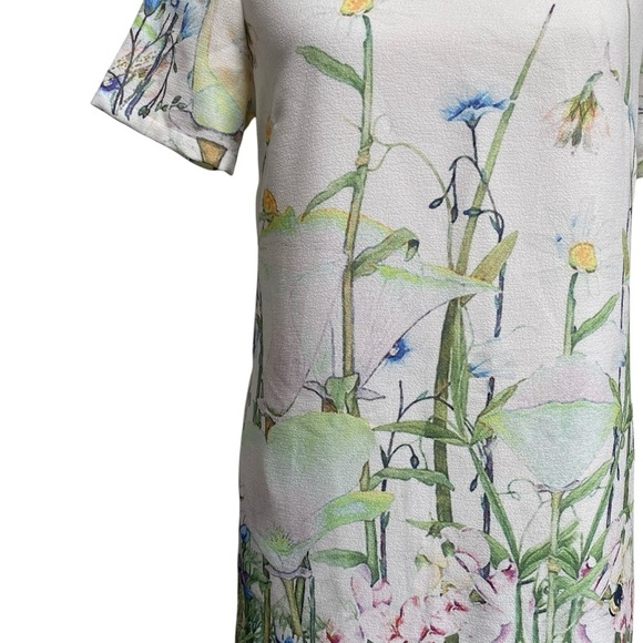 Molly Bracken White Floral Shift Dress Short Sleeve Pockets Small - Picture 4 of 15